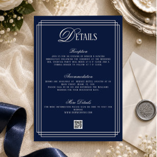 Old Money Dark Blue Wedding Details  Enclosure Card