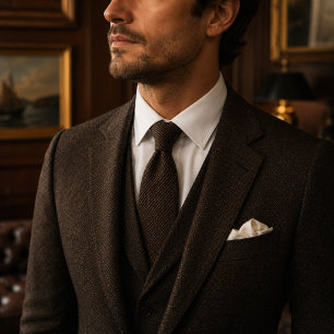 Old Money Dark Brown Birdseye Tie