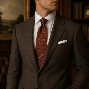 Old Money Dark Brown Pumpkin Tweed Fabric Tie