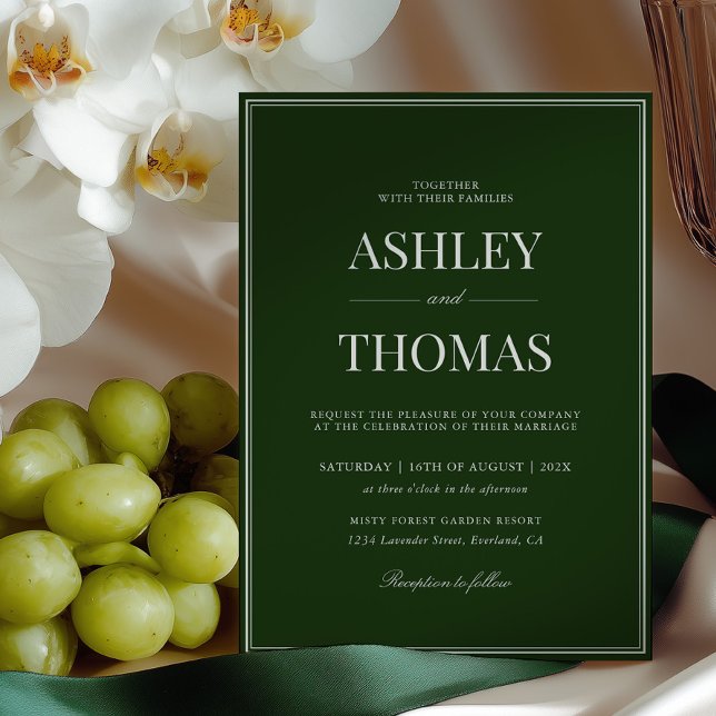 Old Money Dark Green Wedding Invitation (Creator Uploaded)