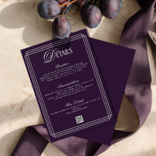 Old Money Dark Purple Wedding Details  Enclosure Card