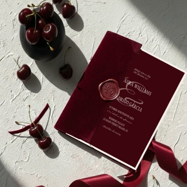 Old Money Deep Red Vintage Wedding Invitation (Creator Uploaded)