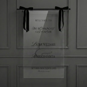 Old Money Elegant Calligraphy Wedding Welcome Acrylic Sign