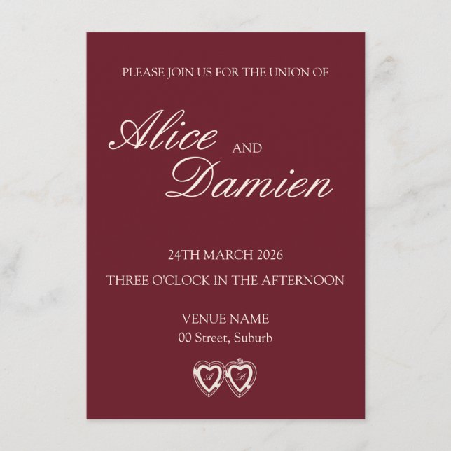 Old Money Elegant Wedding Invitation (Front)