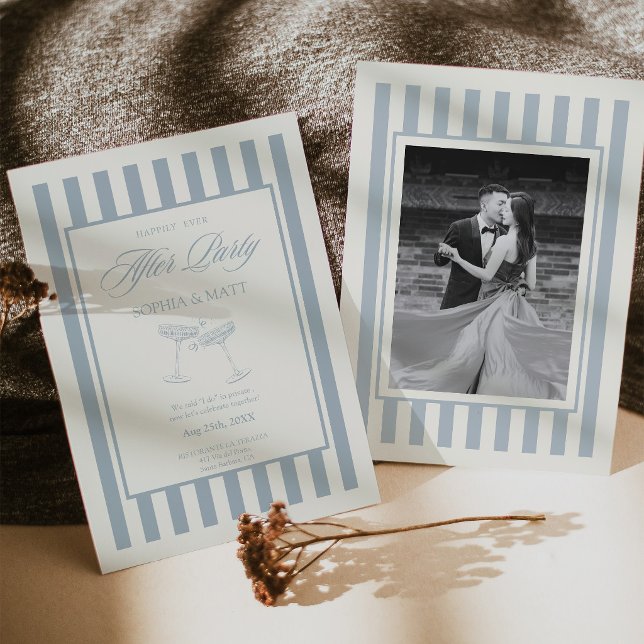 Old Money Elopement Wedding Invitation Blue (Old Money Elopement Wedding Invitation Blue)