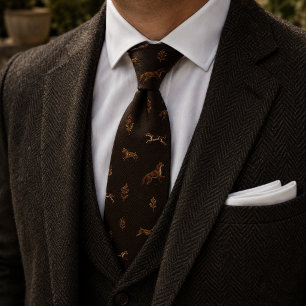 Old Money Equestrian Fox Hunt Herringbone Tweed Tie