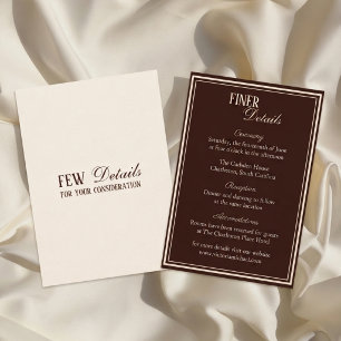 Old Money Espresso Brown Chic Wedding Details Enclosure Card