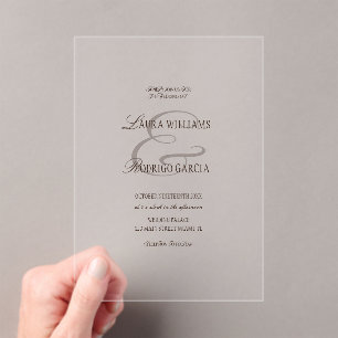 Old Money Espresso Brown Wedding Acrylic Invitations