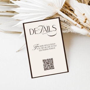 Old Money Espresso Brown Wedding Details Enclosure Card