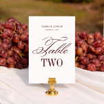 Old Money Ivory and Burgundy Wedding  Table Number<br><div class="desc">Elevate your reception with elegant wedding table numbers designed for a refined old money wedding aesthetic. These timeless wedding table number cards blend classic typography with a rich burgundy wedding theme, perfect for a victorian wedding or opera wedding theme, creating a dramatic wedding atmosphere. Ideal for wedding table numbers ideas...</div>