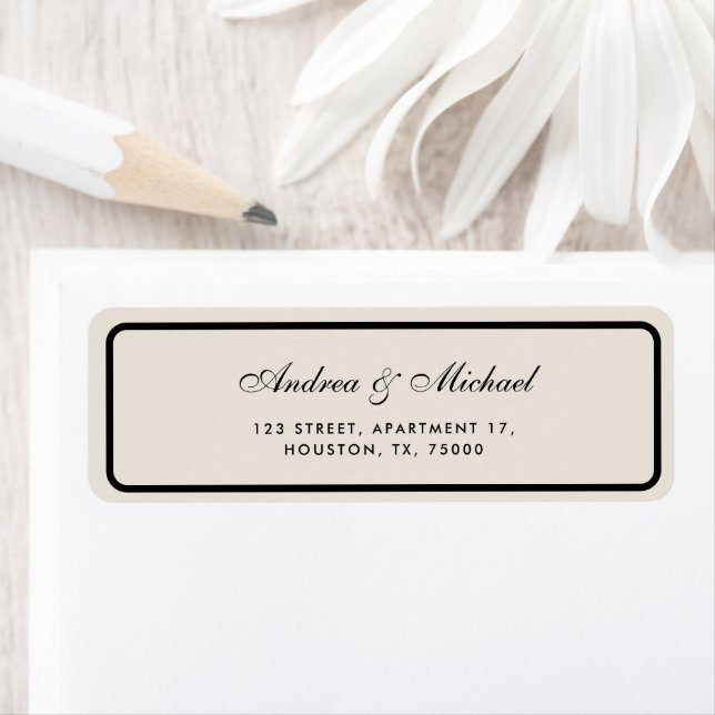 Old Money Ivory & Black Wedding Return Address (Insitu)