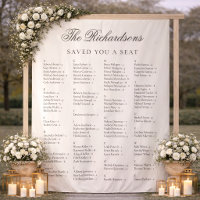 Old Money Ivory Fabric Wedding Seating Chart Sign