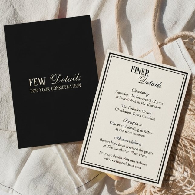 Old Money Ivory Fancy Monogram Wedding Details Enclosure Card (Creator Uploaded)