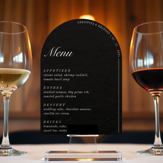 Old Money Minimalist Black Arch Wedding Menu Invitation (Old Money Minimalist Black Arch Wedding Menu Invitation
)