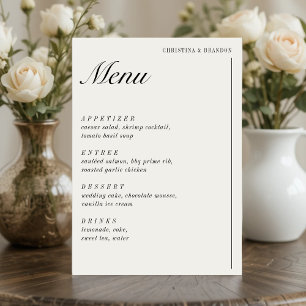 Old Money Minimalist Ecru White Wedding Menu