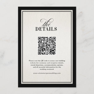 Old Money Modern Formal Black Luxury Chic Wedding Enclosure Card