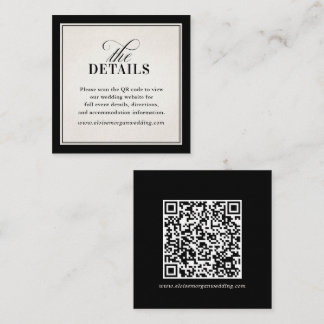 Old Money Modern Formal Black Luxury Chic Wedding Enclosure Card