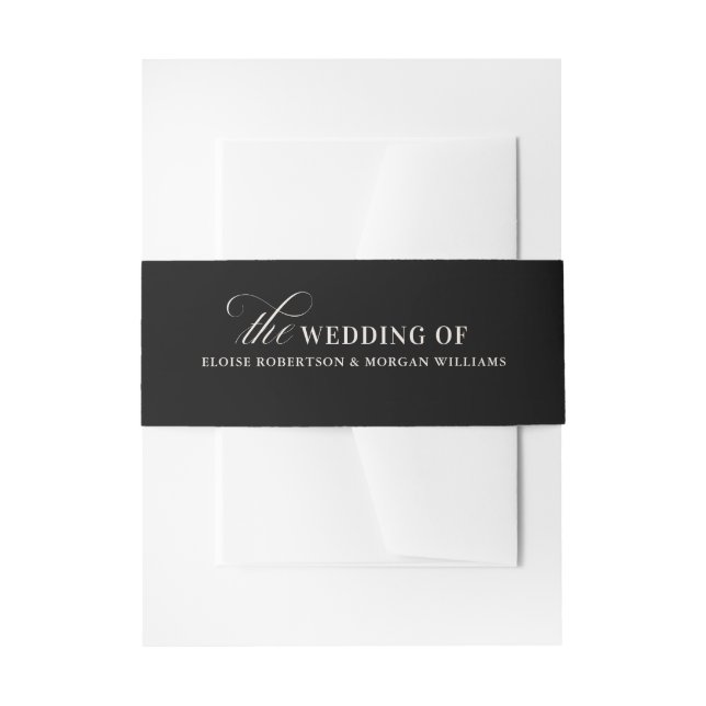 Old Money Modern Formal Black Luxury Chic Wedding Invitation Belly Band (Front Example)