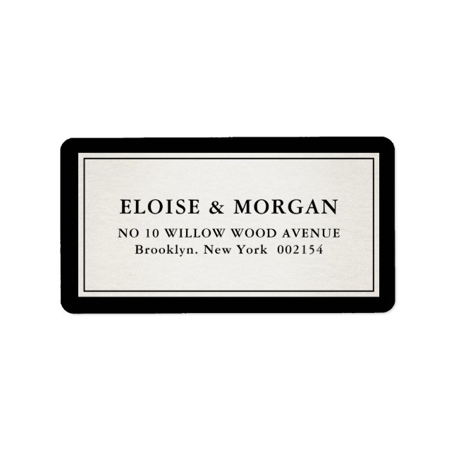 Old Money Modern Formal Black Luxury Chic Wedding Label (Front)