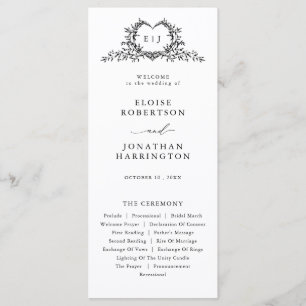 Old Money Modern Formal Black Luxury Chic Wedding Programme