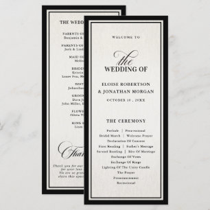 Old Money Modern Formal Black Luxury Chic Wedding Programme