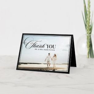 Old Money Modern Formal Black Luxury Chic Wedding Thank You Card