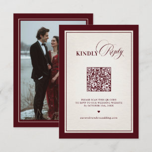 Old Money Modern Formal Burgundy Luxury QR code RSVP Card