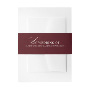 Old Money Modern Formal Burgundy Luxury Wedding Invitation Belly Band