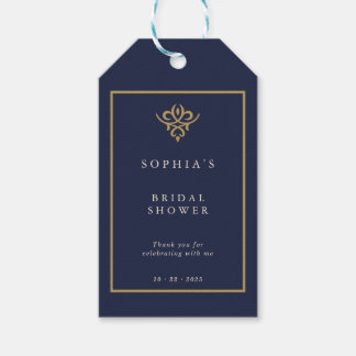 Old Money Navy Blue Bridal Shower Gift Tags