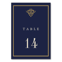Old Money Navy Blue Wedding Table Card