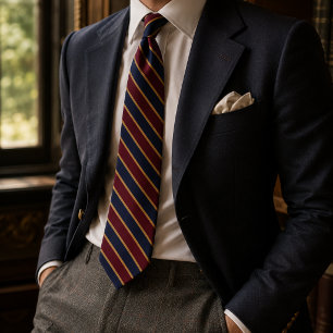 Old Money Navy Burgundy Regimental Stripe Tie