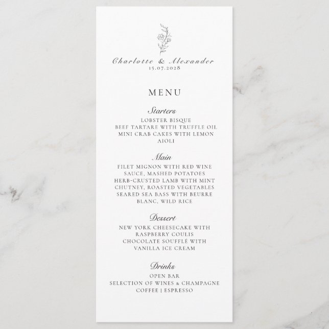 Old Money, Neutral/transp. bg, Wedding Flat Menu (Front)