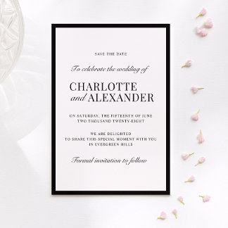 Old Money, off-white, framed save the date Invitation