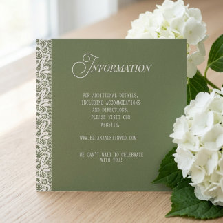 Old Money Olive Lace Wedding Enclosure Card