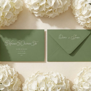 Old Money Olive Lace Wedding Envelope