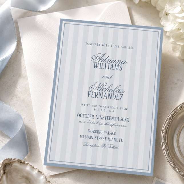 Old Money Powder Blue Wedding Invitation (Creator Uploaded)