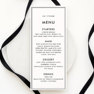 Old Money / Quiet Luxury Black and White wedding  Menu