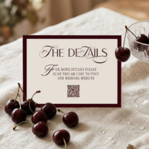 Old Money Red Beige Wedding Details Enclosure Card