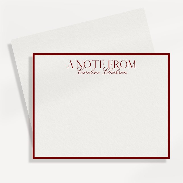 Old Money Red Border Modern Bold Text Note card (Creator Uploaded)