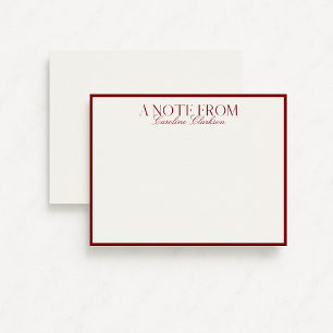 Old Money Red Border Modern Bold Text Note card