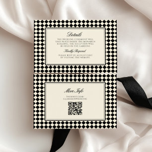 Old Money Retro Diamond Chequered Wedding Enclosure Card