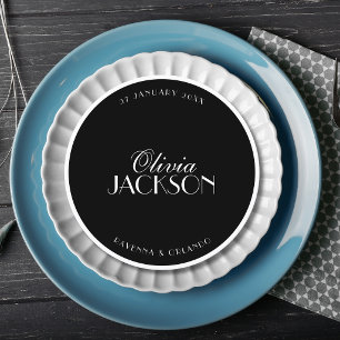 Old Money Round Wedding Guest Place Menu Card