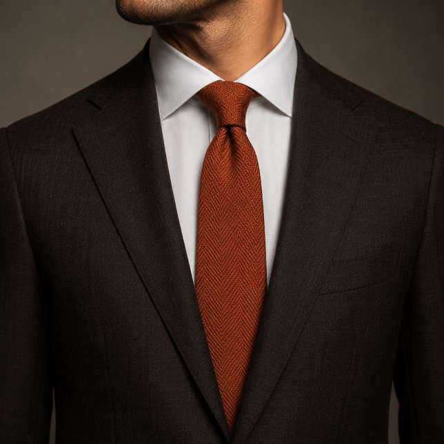 Old Money Rust Orange Herringbone Tweed Fabric Tie (Creator Uploaded)