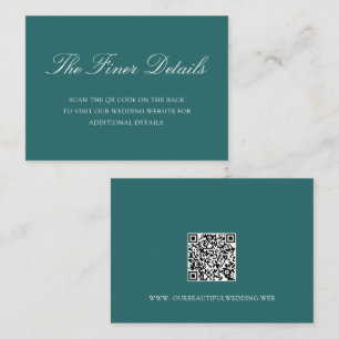 Old Money Teal Classic QR Code Wedding Enclosure Card