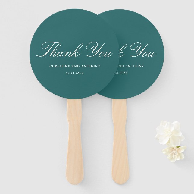 Old Money Teal Classic Wedding Hand Fan (Front and Back)