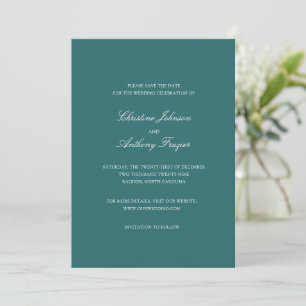 Old Money Teal Classic Wedding Save The Date