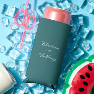 Old Money Teal Classic Wedding Seltzer Can Cooler