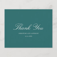 Old Money Teal Classic Wedding Thank You Card