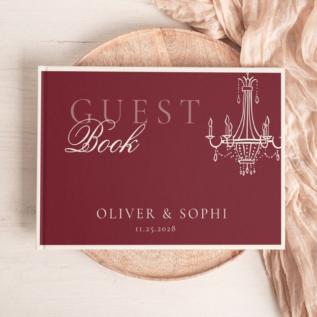 Old Money theme Deep Red Retro Wedding Guest Book (Creator Uploaded)