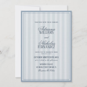 Old Money Vintage Blue Wedding Invitation